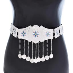 Silver Plated Assyrian National Flag Pattern Heavy Waist Belly Chains Alloy Cross Coin Leaf Tassel Belts Trendy Body Jewelry