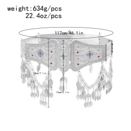 Silver Plated Assyrian National Flag Pattern Heavy Waist Belly Chains Alloy Cross Coin Leaf Tassel Belts Trendy Body Jewelry