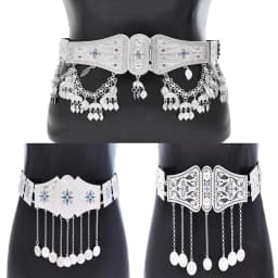 Silver Plated Assyrian National Flag Pattern Heavy Waist Belly Chains Alloy Cross Coin Leaf Tassel Belts Trendy Body Jewelry