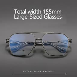 ALICIA Fat Face Over Size Eyewear Luxury Pure Titanium Pilot Double Bridge Glasses Optical Prescription Frames Woman Men 5313