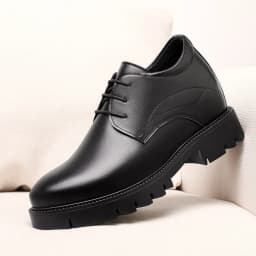 10cm Height Increasing Cowhide Men's Shoes, Fashionable, Casual, Business Office Thick Soled Men's Formal Shoes