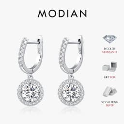 MODIAN D Color Moissanite Drop Earrings 925 Sterling Silver Halo Dangle Earrings For Women Wedding Engagement Fine Jewelry Gift