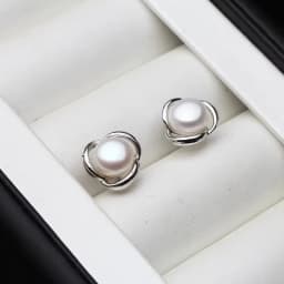 Genuine Silver 925 White Stud Earrings Pearl Woman,Natural Freshwater Bridal Jewelry Pearl Earrings Wife Mother Gift Pink Black