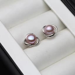 Genuine Silver 925 White Stud Earrings Pearl Woman,Natural Freshwater Bridal Jewelry Pearl Earrings Wife Mother Gift Pink Black