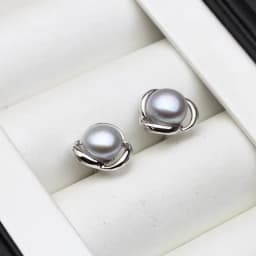 Genuine Silver 925 White Stud Earrings Pearl Woman,Natural Freshwater Bridal Jewelry Pearl Earrings Wife Mother Gift Pink Black