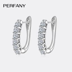 PERFANY 1.2CT Moissanite Earrings for Women S925 Pure Silver GRA Certified Diamonds Straight Row Ear Buckles Fashion Jewelry