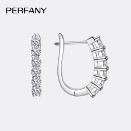 PERFANY 1.2CT Moissanite Earrings for Women S925 Pure Silver GRA Certified Diamonds Straight Row Ear Buckles Fashion Jewelry