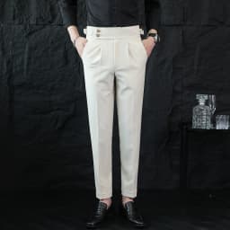 High Quality Italian Style High-waisted Suit Pants Fashion Neapolitan Men's Slim Fit Business Office Social Wedding Trousers