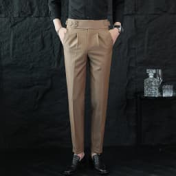 High Quality Italian Style High-waisted Suit Pants Fashion Neapolitan Men's Slim Fit Business Office Social Wedding Trousers
