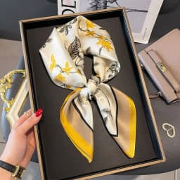 100% Pure Silk Square Scarf Women Hairband Office Neck Scarves Print Luxury Neckerchief Bandana Spring Foulard Female Shawl 65cm