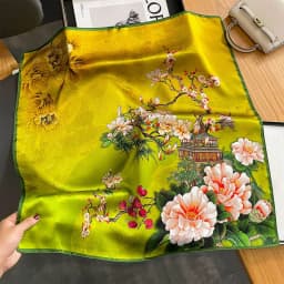100% Pure Silk Square Scarf Women Hairband Office Neck Scarves Print Luxury Neckerchief Bandana Spring Foulard Female Shawl 65cm
