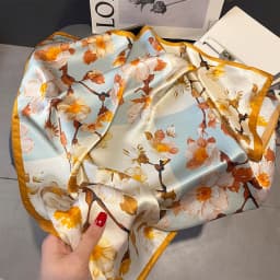100% Pure Silk Square Scarf Women Hairband Office Neck Scarves Print Luxury Neckerchief Bandana Spring Foulard Female Shawl 65cm
