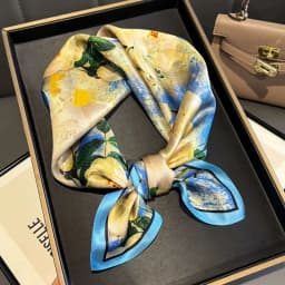 100% Pure Silk Square Scarf Women Hairband Office Neck Scarves Print Luxury Neckerchief Bandana Spring Foulard Female Shawl 65cm