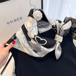 100% Pure Silk Square Scarf Women Hairband Office Neck Scarves Print Luxury Neckerchief Bandana Spring Foulard Female Shawl 65cm