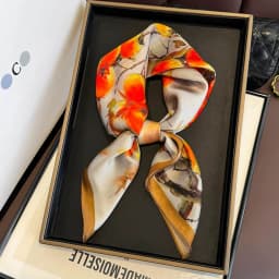 100% Pure Silk Square Scarf Women Hairband Office Neck Scarves Print Luxury Neckerchief Bandana Spring Foulard Female Shawl 65cm