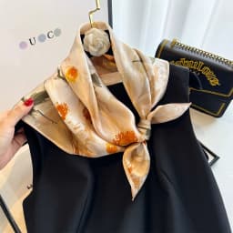 100% Pure Silk Square Scarf Women Hairband Office Neck Scarves Print Luxury Neckerchief Bandana Spring Foulard Female Shawl 65cm