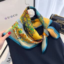100% Pure Silk Square Scarf Women Hairband Office Neck Scarves Print Luxury Neckerchief Bandana Spring Foulard Female Shawl 65cm