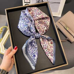 100% Pure Silk Square Scarf Women Hairband Office Neck Scarves Print Luxury Neckerchief Bandana Spring Foulard Female Shawl 65cm