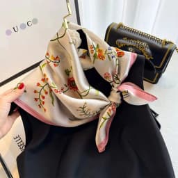 100% Pure Silk Square Scarf Women Hairband Office Neck Scarves Print Luxury Neckerchief Bandana Spring Foulard Female Shawl 65cm