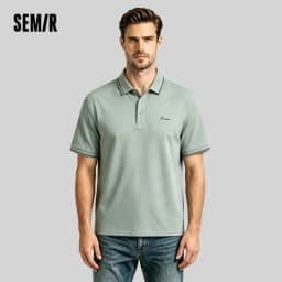 Semir Mens Polo 2026 Color Block Stripe Lapel Cool Feeling Letter Printed Simple Casual Soft