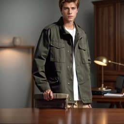 Vintage Men's Cargo Jacket Casual Solid Coat Mens Clothes Multi-Pocket Jacket Retro Jackets for Men Green Outdoor Windbreaker