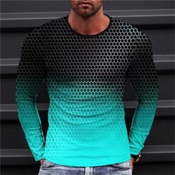 Long Sleeved Round Neck T Shirt Spring/Autumn Color Block Striped Retro Men's 3D Printed T-shirt Pattern Outdoor Daily Vacation