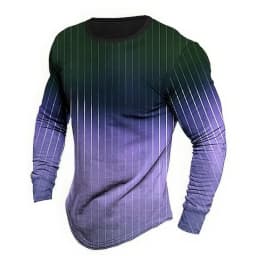 Long Sleeved Round Neck T Shirt Spring/Autumn Color Block Striped Retro Men's 3D Printed T-shirt Pattern Outdoor Daily Vacation
