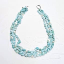 Lii Ji Blue Statement Necklace Larimar Dominica Stone 51cm Pearl Necklace 3rows Stock Sale Women Necklace