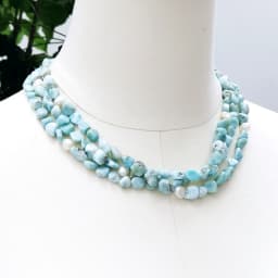 Lii Ji Blue Statement Necklace Larimar Dominica Stone 51cm Pearl Necklace 3rows Stock Sale Women Necklace