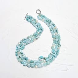 Lii Ji Blue Statement Necklace Larimar Dominica Stone 51cm Pearl Necklace 3rows Stock Sale Women Necklace
