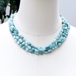 Lii Ji Blue Statement Necklace Larimar Dominica Stone 51cm Pearl Necklace 3rows Stock Sale Women Necklace