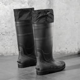 Black High-Top Men's Rain Boots, Adjustable Drawstring Long Boots, Wear-Resistant, Non-Slip, Outdoor Fishing Waterproof Boots, Farm Work Rain Boots, Pvc Water Boots