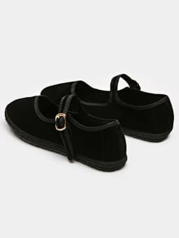 Velvet Mary Jane Shoes for Women Hand Stitch Casual Streetwear Ballet Flats Pumps Female Solid Color Red Cloth Shoes Loafers