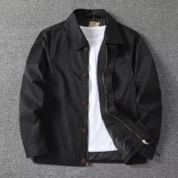 Man Coat Spring Autumn Turn Down Collar Solid Color Male Short Outerwear Single-breasted Zipper Business Casual Men Jacket