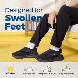 FitVille Men's Diabetic Shoes for Elder Orthopedics Feet Swollen Extra Wide Adjustable Walking Shoe Elderly Foot Pain Relief