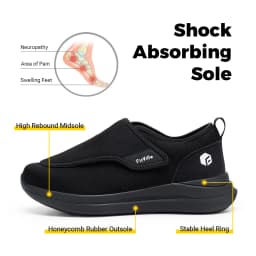 FitVille Men's Diabetic Shoes for Elder Orthopedics Feet Swollen Extra Wide Adjustable Walking Shoe Elderly Foot Pain Relief