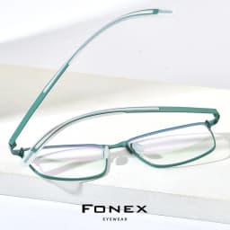 FONEX Titanium Glasses Frame Men Brand Design Square Eyeglasses Frame Ultralight-Weight Japanese High-end Silicone Eyewear 8521