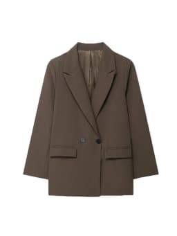Women's Double-Breasted Solid Color Blazer Coat Long Sleeve Office Wear for Spring Autumn Winter Old Money Style