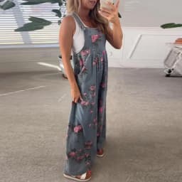 Summer Floral Printed Sleeveless Jumpsuit Women Casual Pocket Multicolor Overalls Square Wide Pants Jumpsuit Women Playsuits