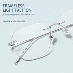 VICKY Ultra-light Titanium Rimless Myopia Frames Unisex Simple Square Read Frames Glasses Customized Prescription Glasses F0623