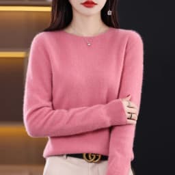 2026 New Cashmere Basic Top Long Sleeve Women O-Neck Knitted Sweater 100% Pure Merino Wool Pullover Clothing Knitwear Traf