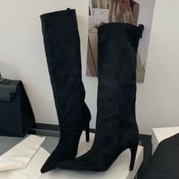 Aneikeh Fashion Winter Pointed Toe Knee-High Women Boots Thin Heels Shoes Female Punk Long Booties Zapatos De Muje