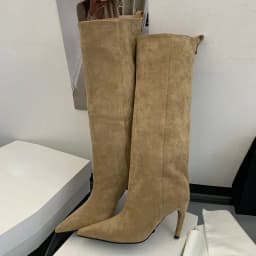 Aneikeh Fashion Winter Pointed Toe Knee-High Women Boots Thin Heels Shoes Female Punk Long Booties Zapatos De Muje