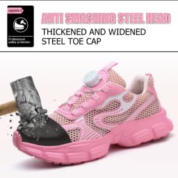 Rotating Button Ladies' Safety Shoes Breathable Work Sneakers Steel Toe Shoes Women Protective Shoes Puncture-Proof Work Shoes