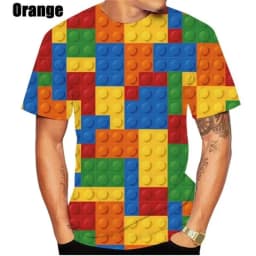 New T-Shirt Building Blocks Printed Men Clothing Short Sleeved T-Shirt for Men Fashion Outdoor Clothes Crew Neck Men's T-Shirts