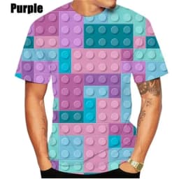 New T-Shirt Building Blocks Printed Men Clothing Short Sleeved T-Shirt for Men Fashion Outdoor Clothes Crew Neck Men's T-Shirts
