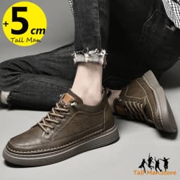 Men Booster Sneakers Chunky Elevator Shoes Height Increase Insole 6cm Man Lift Tall Leather Spring Autumn Plus Size 36-47