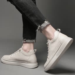 Men Booster Sneakers Chunky Elevator Shoes Height Increase Insole 6cm Man Lift Tall Leather Spring Autumn Plus Size 36-47