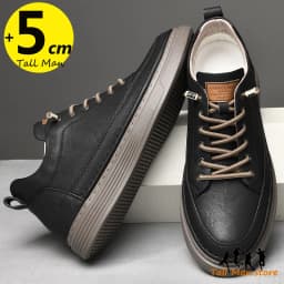 Men Booster Sneakers Chunky Elevator Shoes Height Increase Insole 6cm Man Lift Tall Leather Spring Autumn Plus Size 36-47