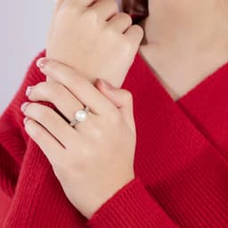 Genuine Natural Freshwater Pearl Rings Woman,925 Sterling Silver Ring With Pearl Adjustable Mom Wife Birthday Gift White Black